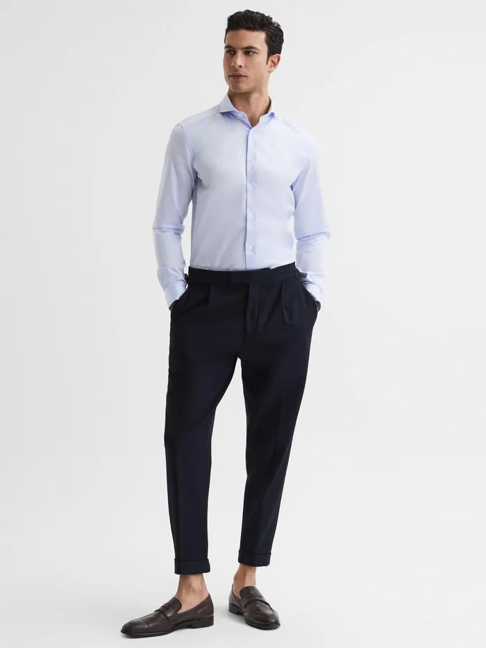 Reiss Shirts Hudson Slim Fit Cutaway Collar Shirt Blue 8211 Men