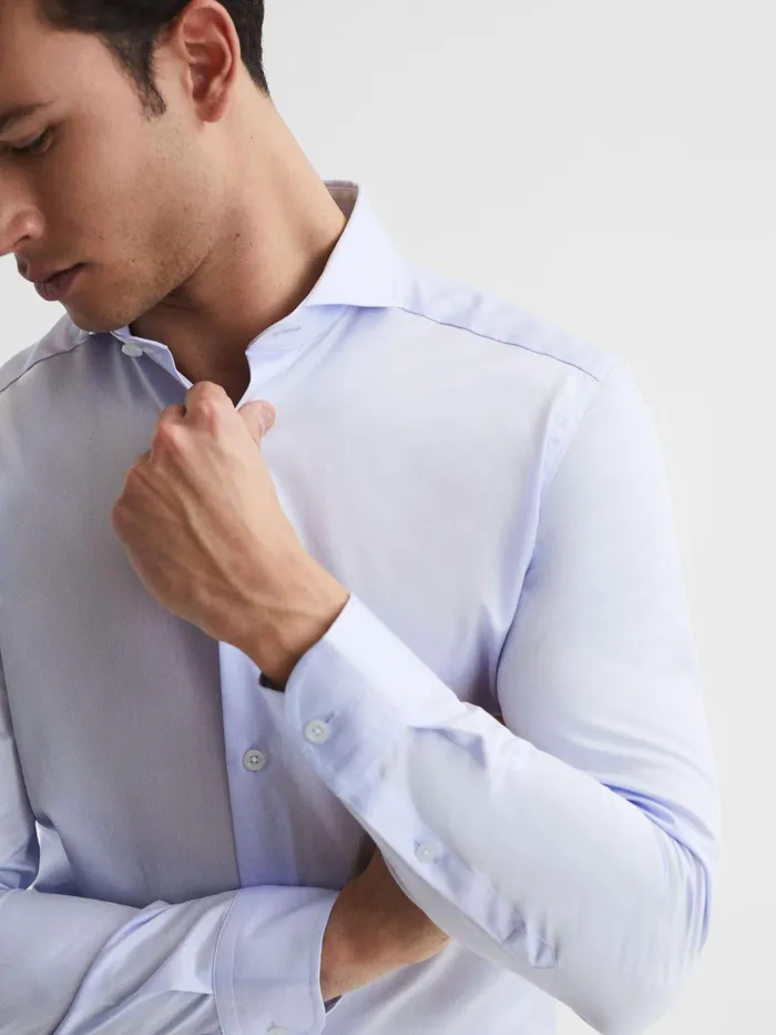 Reiss Shirts Hudson Slim Fit Cutaway Collar Shirt Blue 8211 Men
