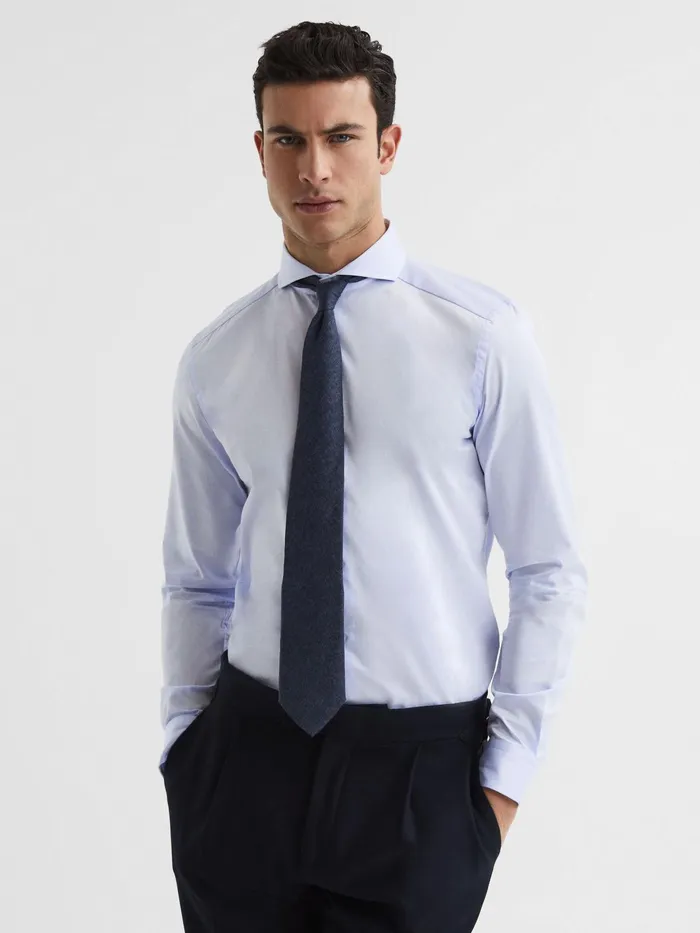 Reiss Shirts Hudson Slim Fit Cutaway Collar Shirt Blue 8211 Men