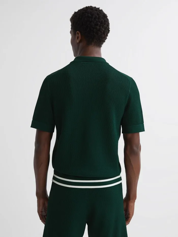 Reiss Shirts Icon Reiss Ch Knitted Button Through TShirt Dark Green 8211 Men