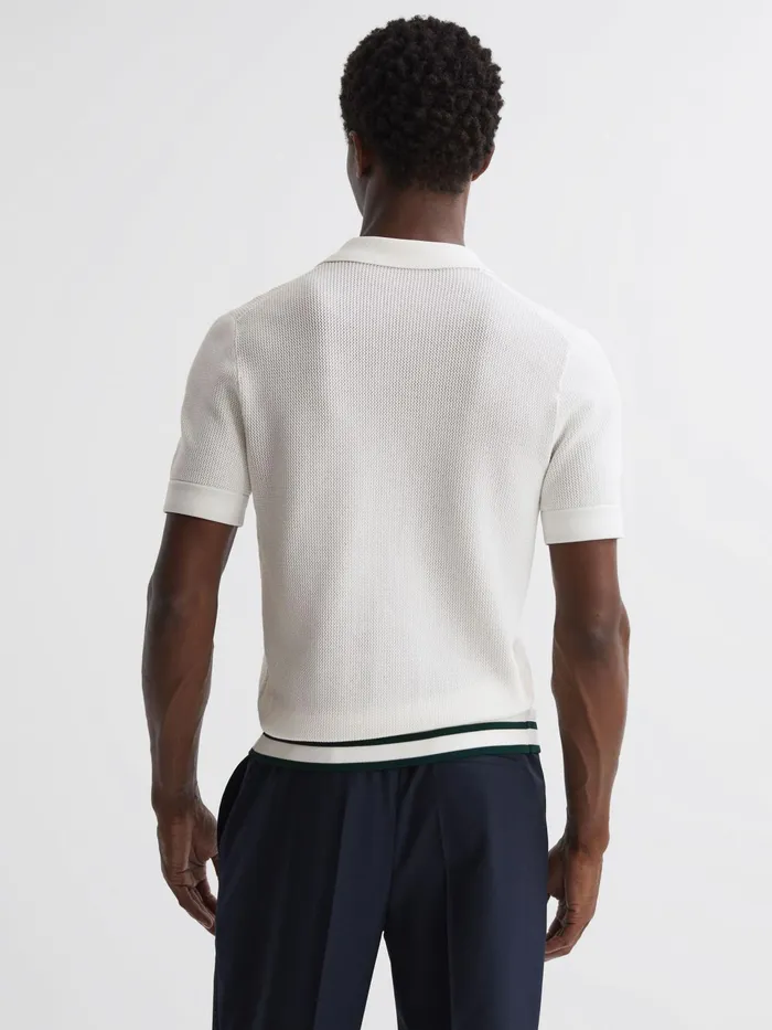 Reiss Shirts Icon Reiss Ch Knitted Button Through TShirt Ecru 8211 Men