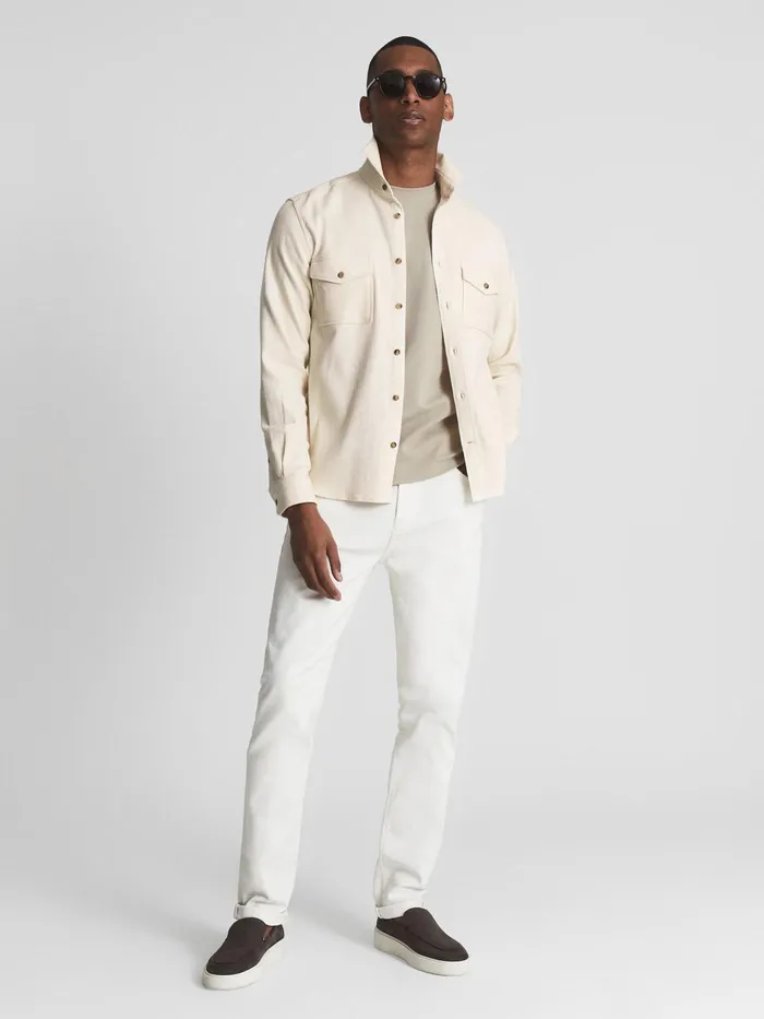 Reiss Shirts James Twill Jersey Overshirt Ecru 8211 Men