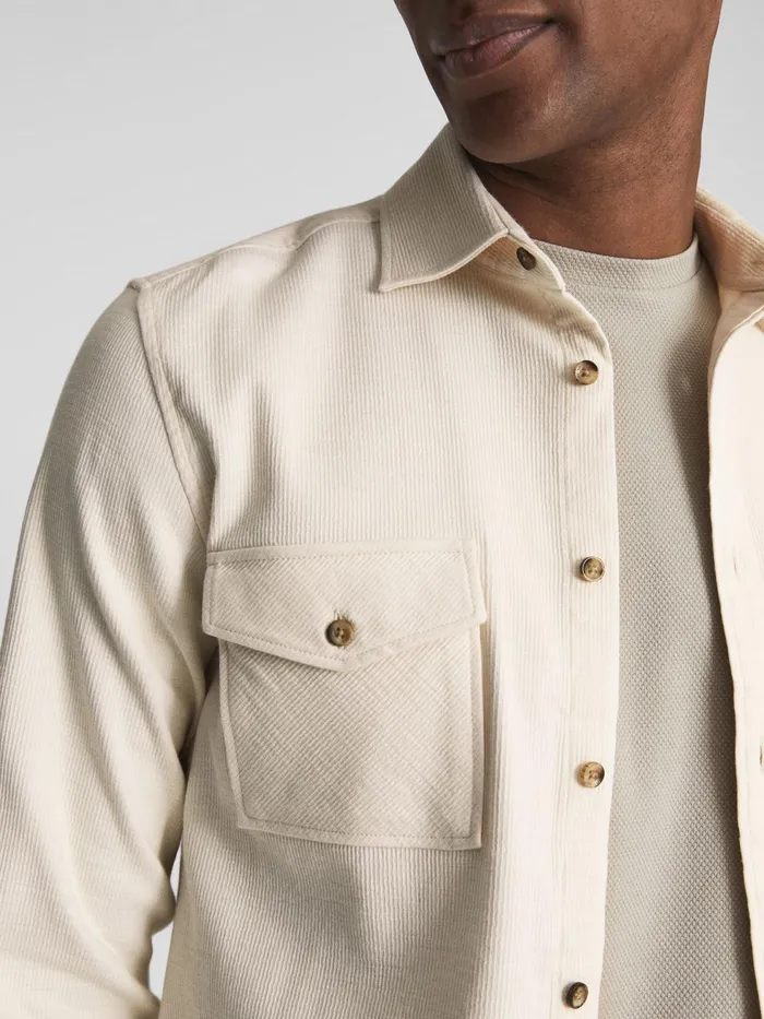 Reiss Shirts James Twill Jersey Overshirt Ecru 8211 Men