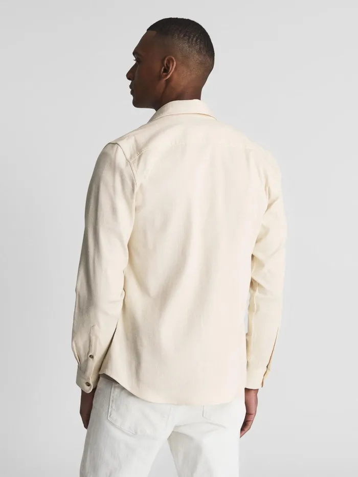 Reiss Shirts James Twill Jersey Overshirt Ecru 8211 Men