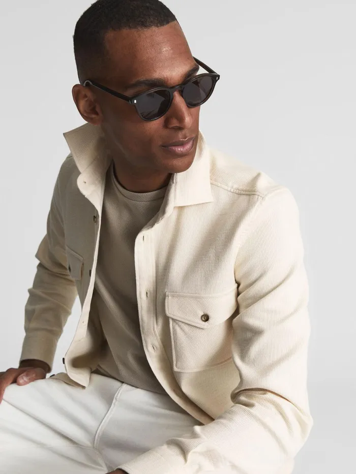 Reiss Shirts James Twill Jersey Overshirt Ecru 8211 Men