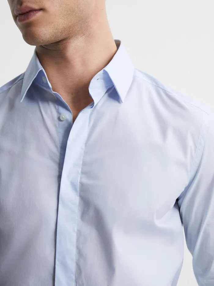 Reiss Shirts Kiana Cotton Stretch Poplin Slim Fit Shirt Blue 8211 Men