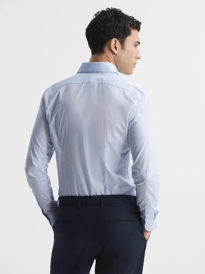Reiss Shirts Kiana Cotton Stretch Poplin Slim Fit Shirt Blue 8211 Men