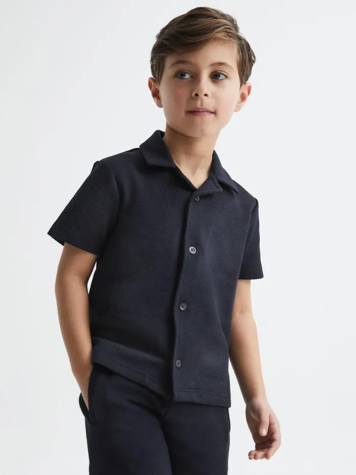Reiss Shirts Koen Short Sleeve Cuban Collar Shirt Navy 8211 Children