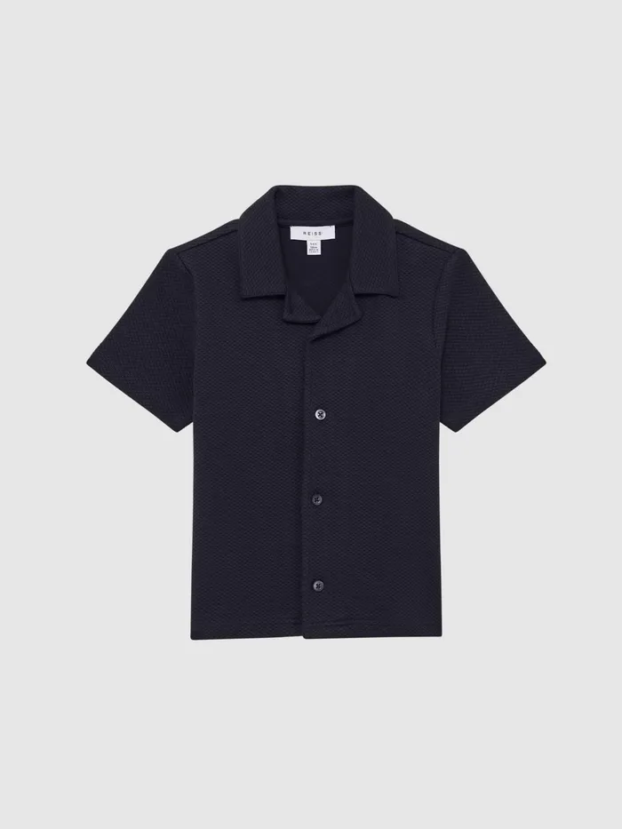 Reiss Shirts Koen Short Sleeve Cuban Collar Shirt Navy 8211 Children