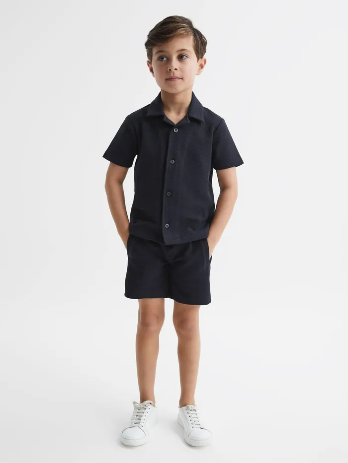Reiss Shirts Koen Short Sleeve Cuban Collar Shirt Navy 8211 Children