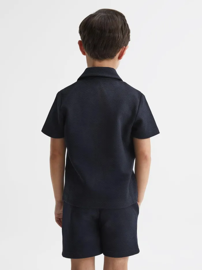 Reiss Shirts Koen Short Sleeve Cuban Collar Shirt Navy 8211 Children