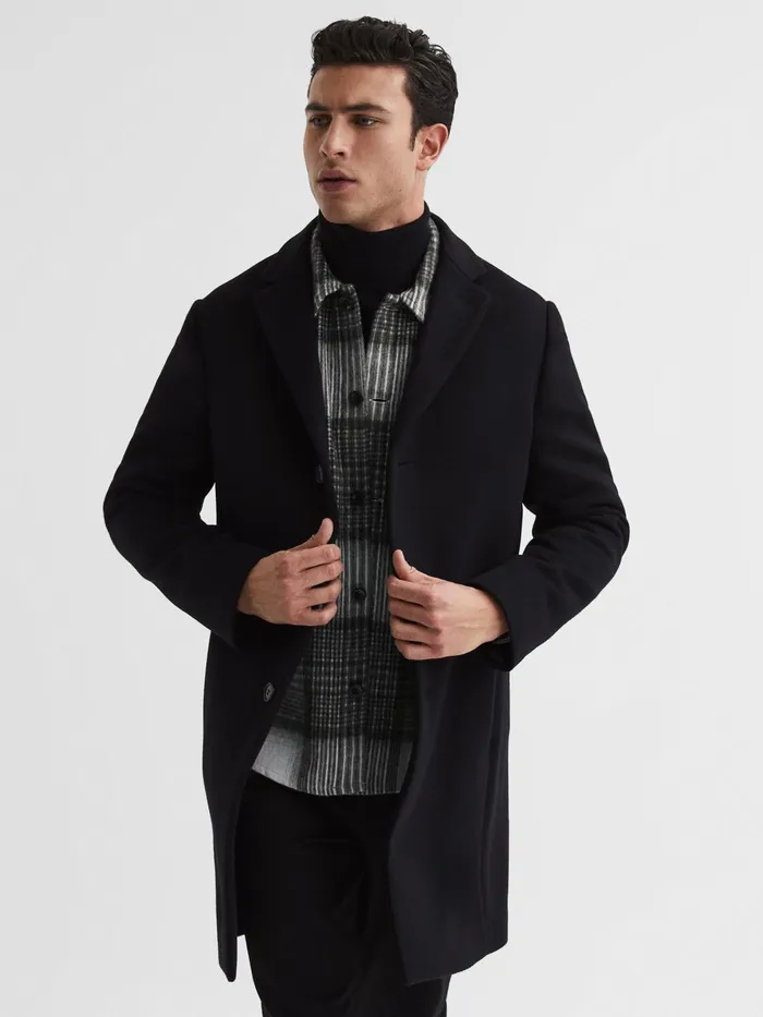 Reiss Shirts Ohio Brushed Checked Overshirt Grey 8211 Men