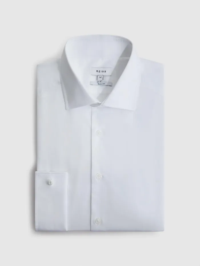 Reiss Shirts Premote Slim Fit Cotton Cutaway Collar Shirt White 8211 Men