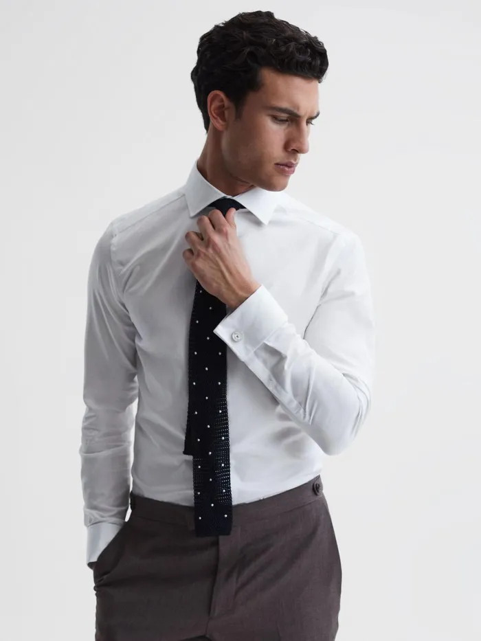 Reiss Shirts Premote Slim Fit Cotton Cutaway Collar Shirt White 8211 Men