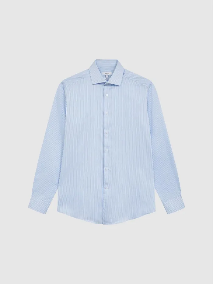 Reiss Shirts Remote Bengal Striped Cotton Slim Fit Shirt Blue Stripe 8211 Men