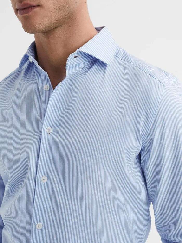 Reiss Shirts Remote Bengal Striped Cotton Slim Fit Shirt Blue Stripe 8211 Men