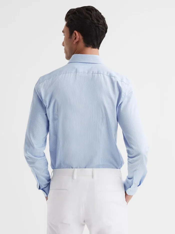 Reiss Shirts Remote Bengal Striped Cotton Slim Fit Shirt Blue Stripe 8211 Men