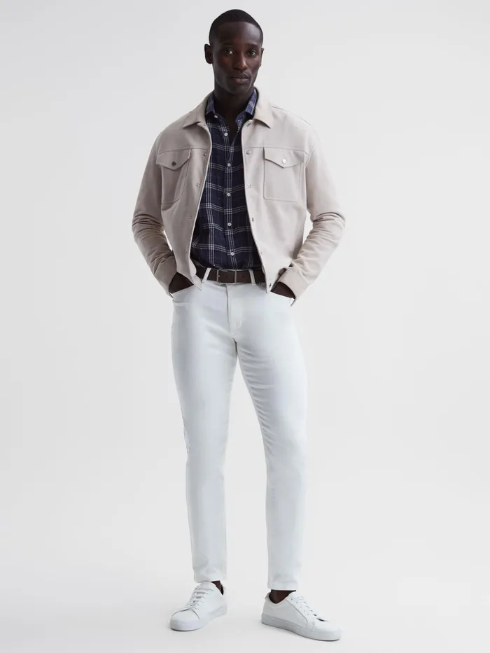 Reiss Shirts Ruban Linen Long Sleeve Shirt Blue Check 8211 Men