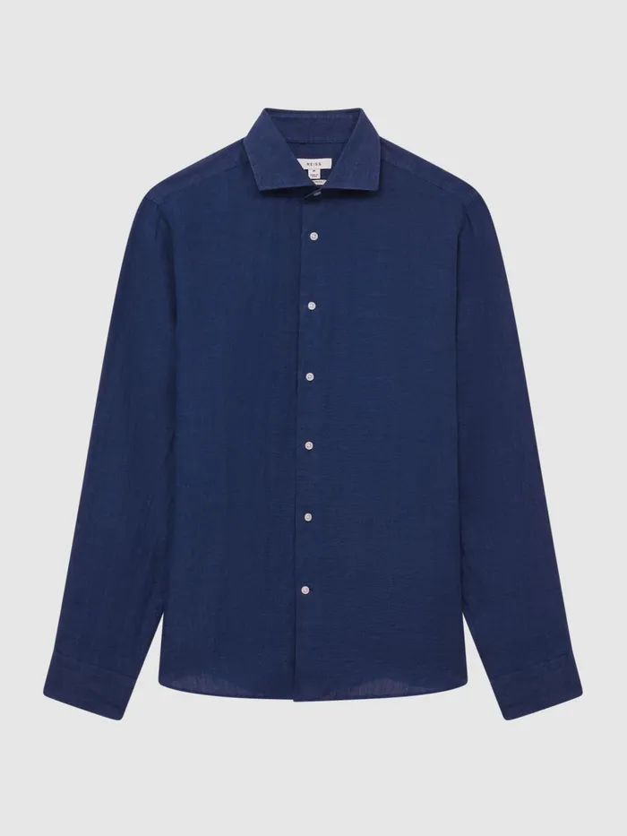Reiss Shirts Ruban Linen Regular Fit Shirt Royal Blue 8211 Men