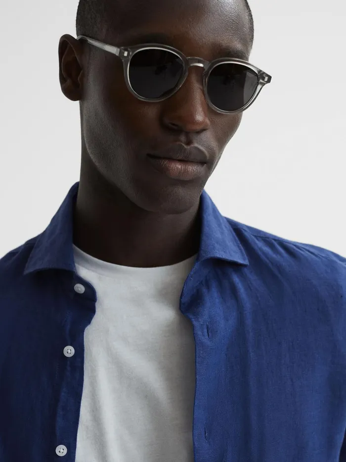 Reiss Shirts Ruban Linen Regular Fit Shirt Royal Blue 8211 Men