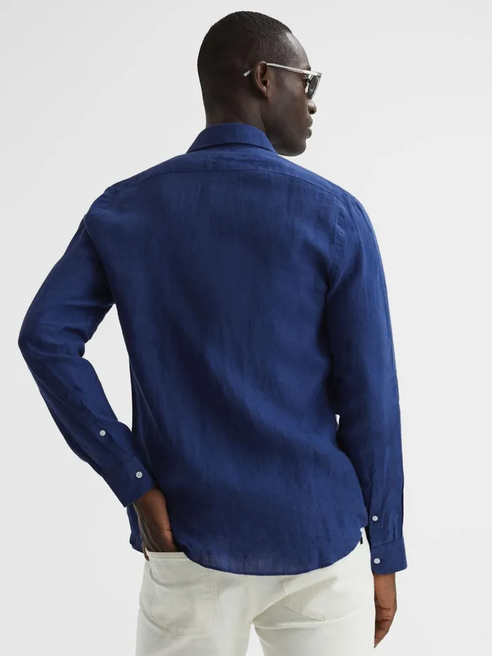 Reiss Shirts Ruban Linen Regular Fit Shirt Royal Blue 8211 Men