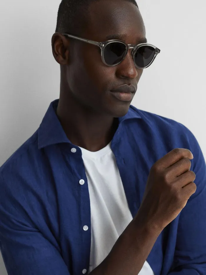 Reiss Shirts Ruban Linen Regular Fit Shirt Royal Blue 8211 Men