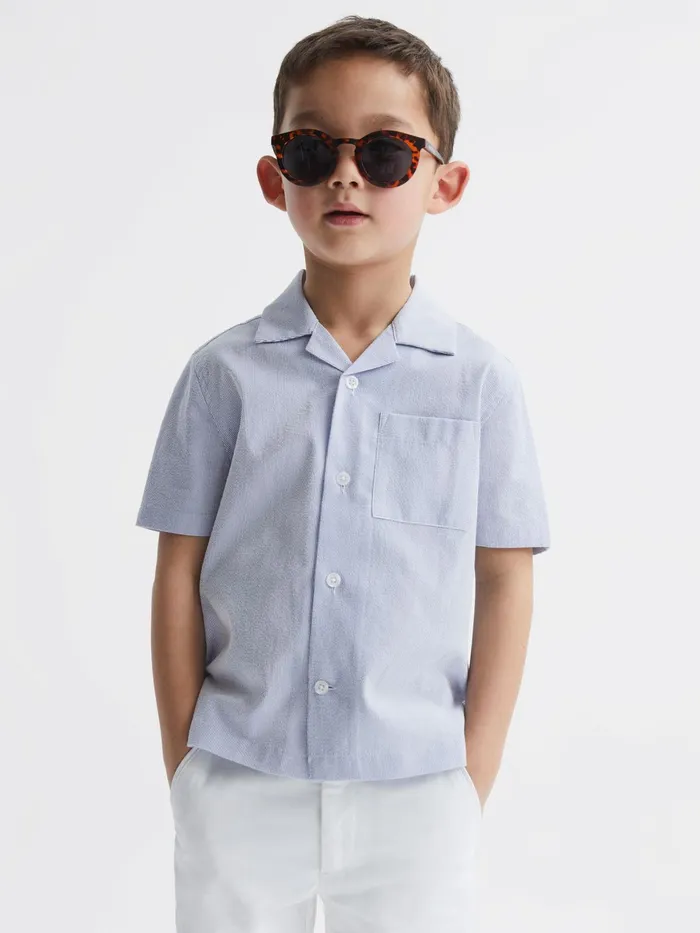 Reiss Shirts Saka Cuban Collar Striped Short Sleeve Shirt Navy Stripe 8211 Children Reiss Shirts Saka Cuban Collar Striped Short Sleeve Shirt Navy Stripe 8211 Children