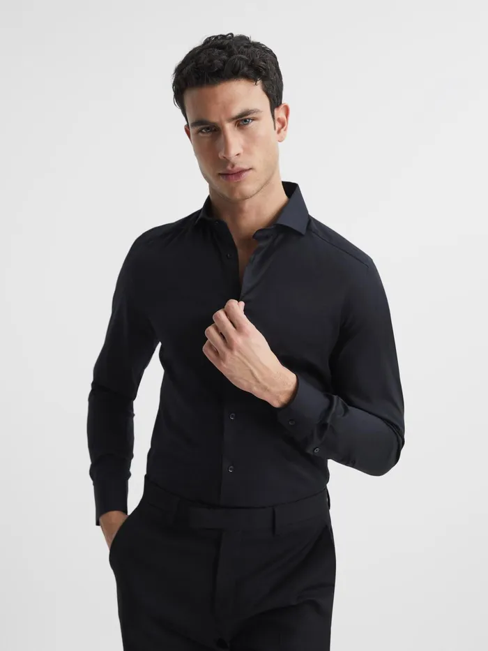 Reiss Shirts Storm Cotton Twill Slim Fit Shirt Black 8211 Men