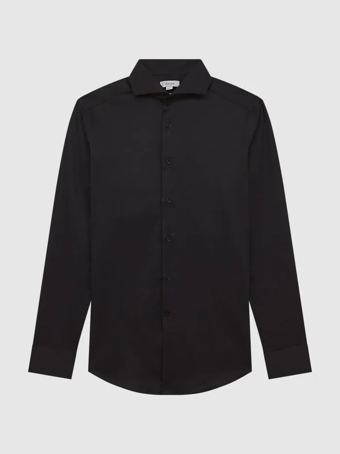 Reiss Shirts Storm Cotton Twill Slim Fit Shirt Black 8211 Men