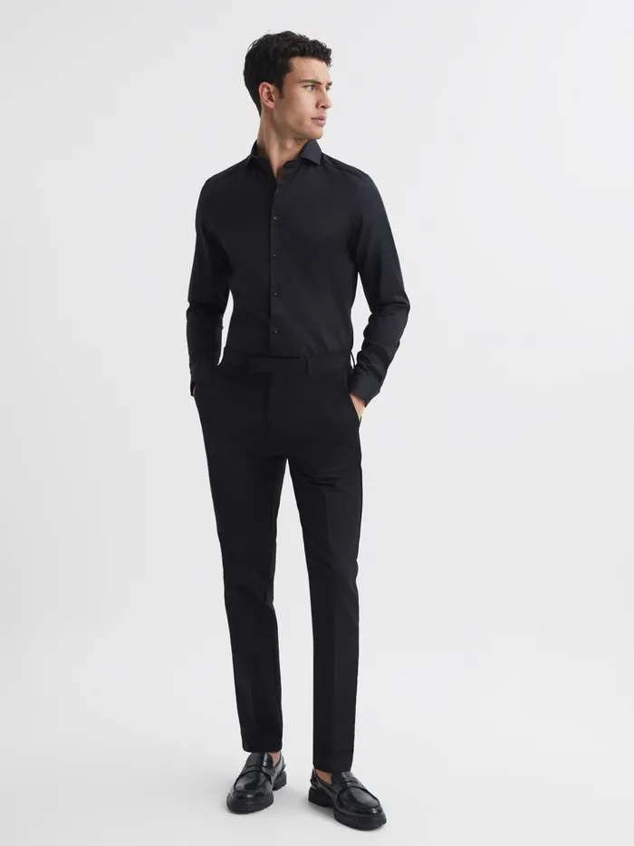 Reiss Shirts Storm Cotton Twill Slim Fit Shirt Black 8211 Men