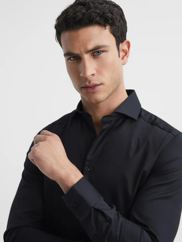 Reiss Shirts Storm Cotton Twill Slim Fit Shirt Black 8211 Men