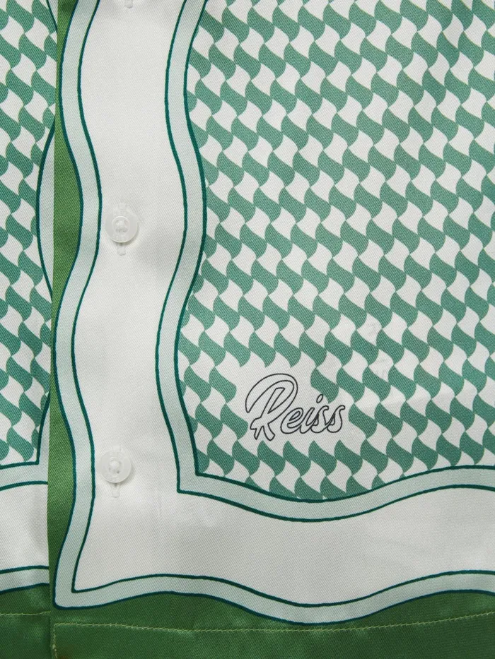 Reiss Shirts Vanpelt Printed Cuban Collar Short Sleeve Shirt Green 8211 Children