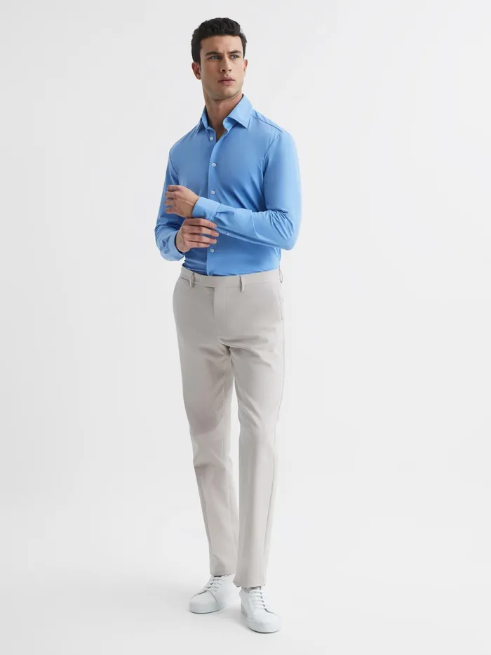 Reiss Shirts Voyager Regular Fit Travel Shirt Soft Blue 8211 Men