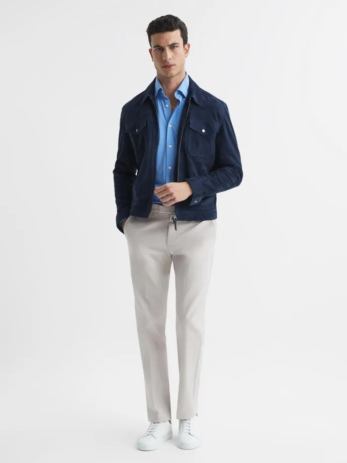 Reiss Shirts Voyager Regular Fit Travel Shirt Soft Blue 8211 Men