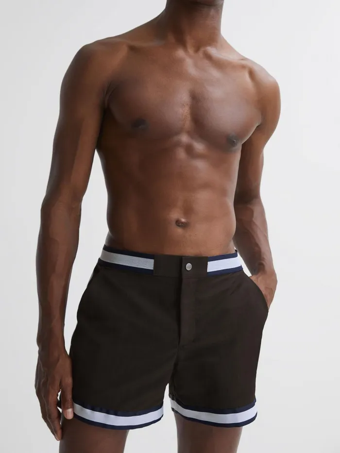 Reiss Shorts Baller Reiss Ch Elasticated Waist Contrast Swim Shorts Chocolatenavy 8211 Men