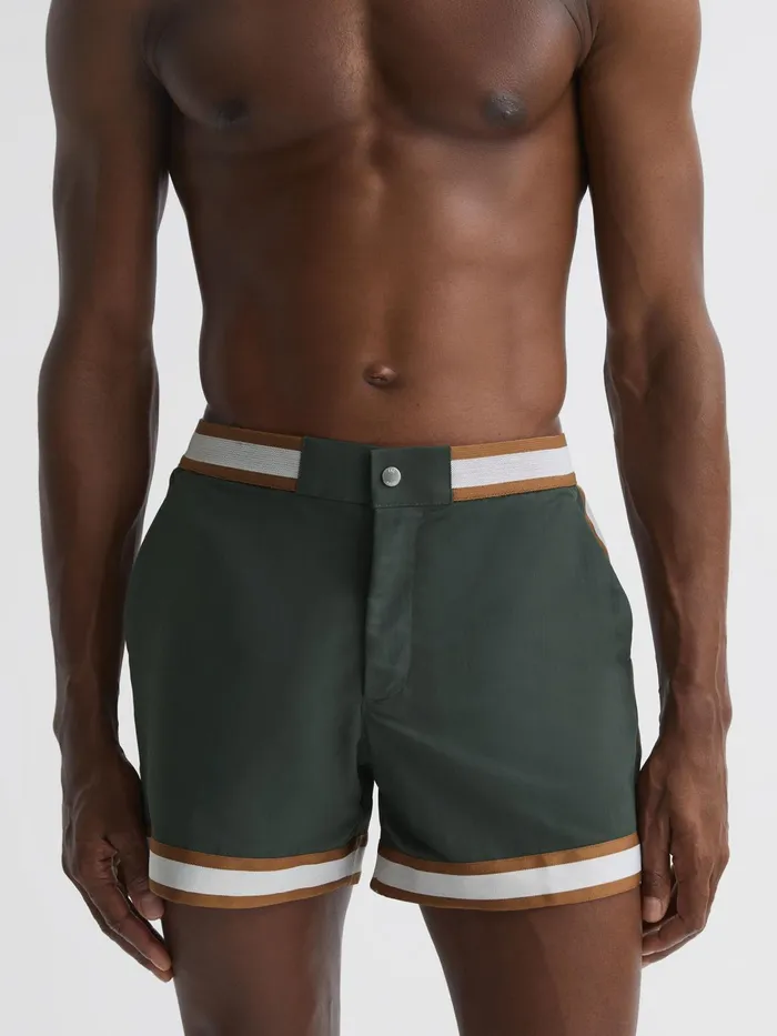 Reiss Shorts Baller Reiss Ch Elasticated Waist Contrast Swim Shorts Deep Foresttobacco 8211 Men