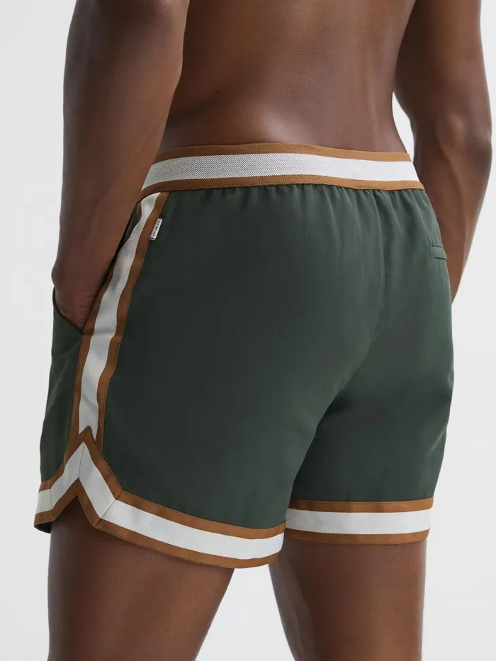 Reiss Shorts Baller Reiss Ch Elasticated Waist Contrast Swim Shorts Deep Foresttobacco 8211 Men
