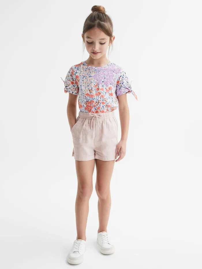 Reiss Shorts Cleo Linen Drawstring Shorts Soft Pink 8211 Children