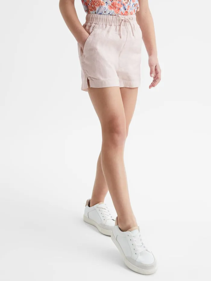 Reiss Shorts Cleo Linen Drawstring Shorts Soft Pink 8211 Children