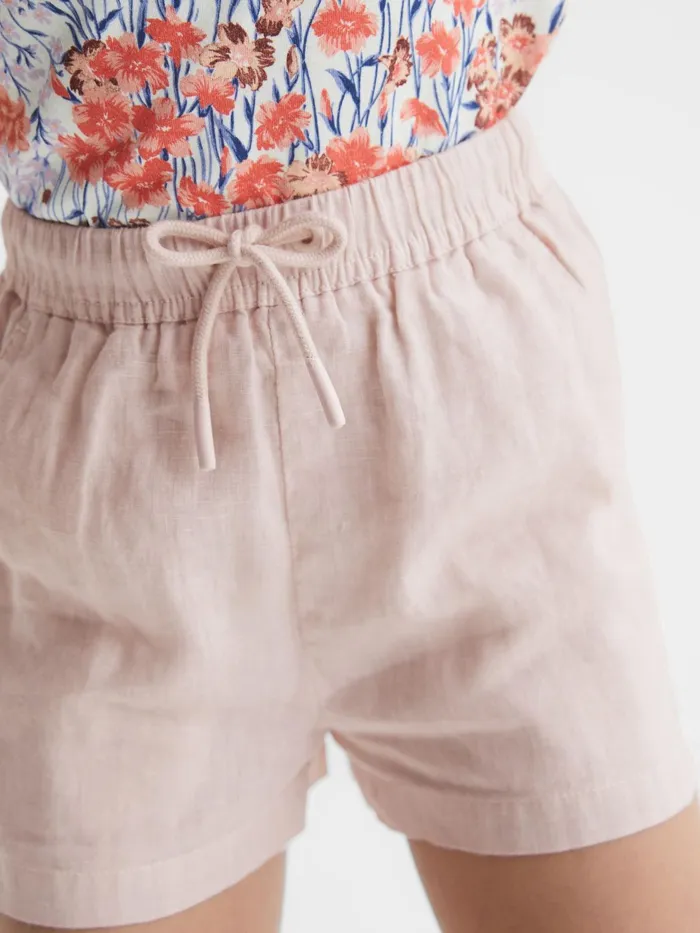 Reiss Shorts Cleo Linen Drawstring Shorts Soft Pink 8211 Children