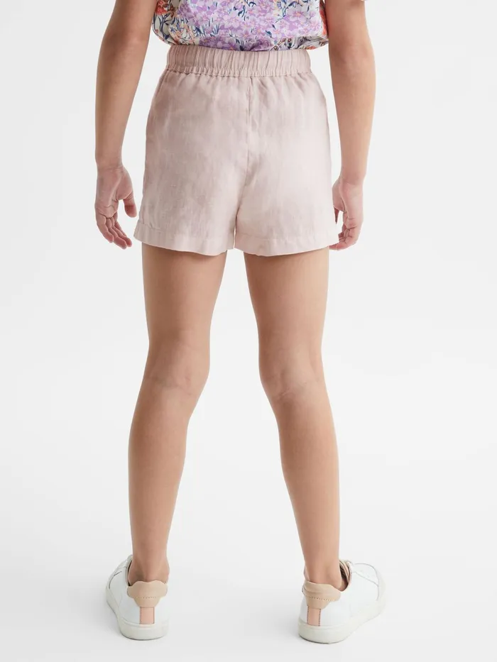 Reiss Shorts Cleo Linen Drawstring Shorts Soft Pink 8211 Children