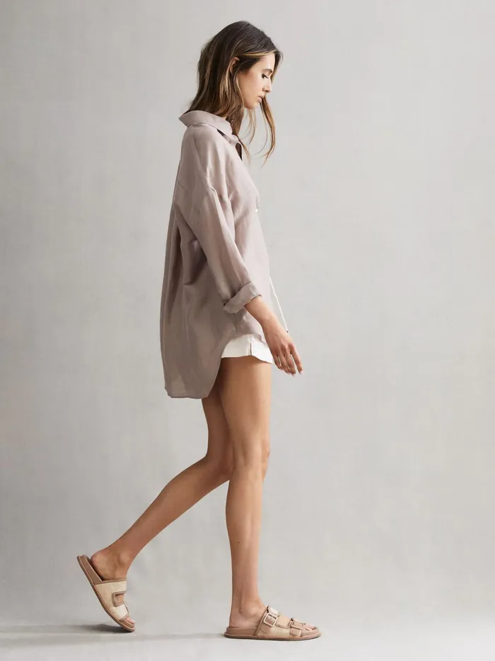 Reiss Shorts Cleo Linen High Rise Drawstring Shorts Stone 8211 Women