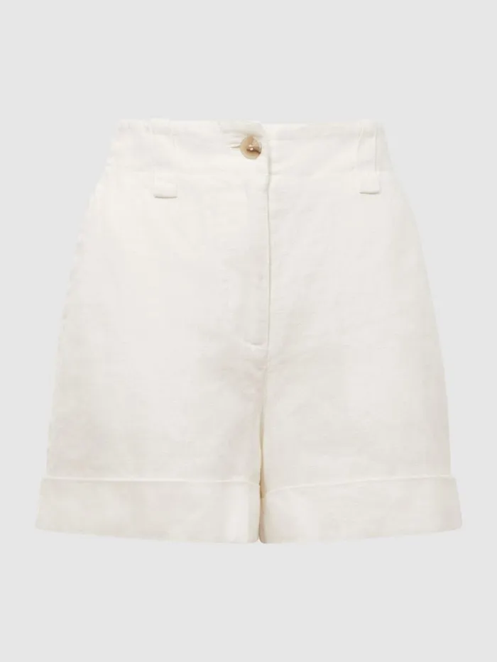 Reiss Shorts Demi Linen High Rise Garment Dyed Shorts White 8211 Women