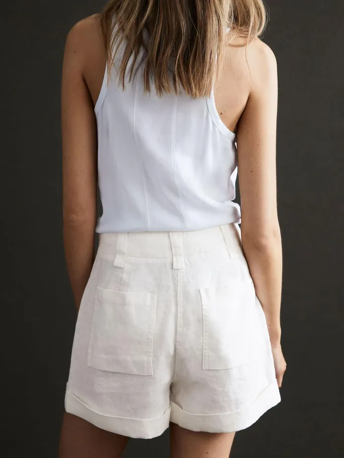 Reiss Shorts Demi Linen High Rise Garment Dyed Shorts White 8211 Women