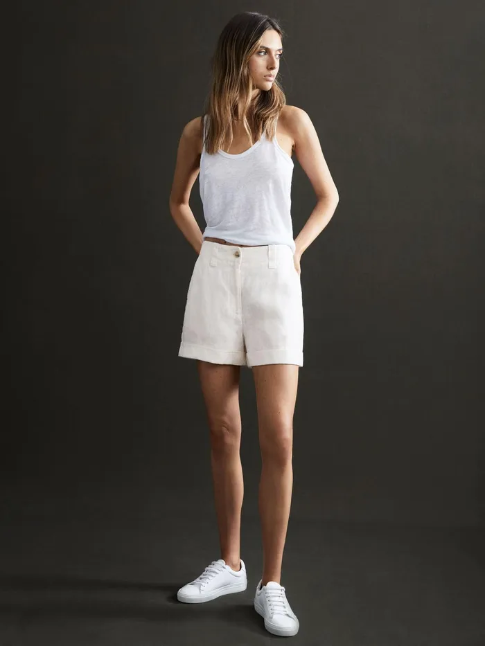 Reiss Shorts Demi Linen High Rise Garment Dyed Shorts White 8211 Women