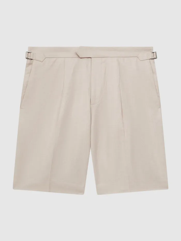 Reiss Shorts Path CottonLinen Blend Chino Shorts Stone 8211 Men