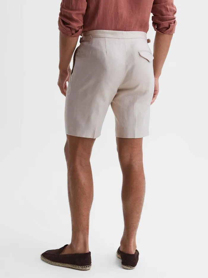 Reiss Shorts Path CottonLinen Blend Chino Shorts Stone 8211 Men