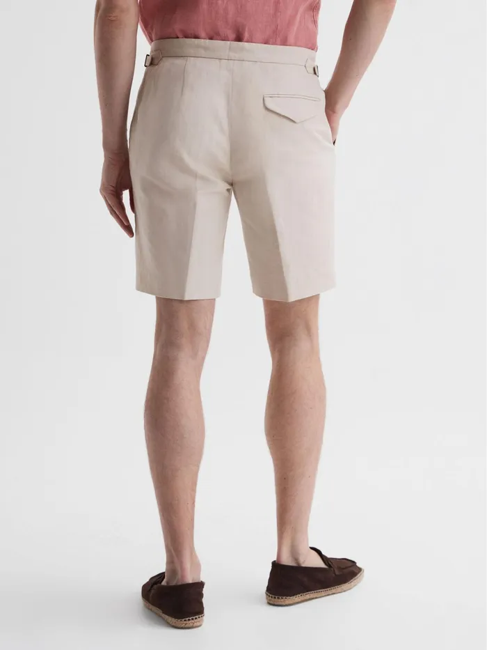 Reiss Shorts Path CottonLinen Blend Chino Shorts Stone 8211 Men