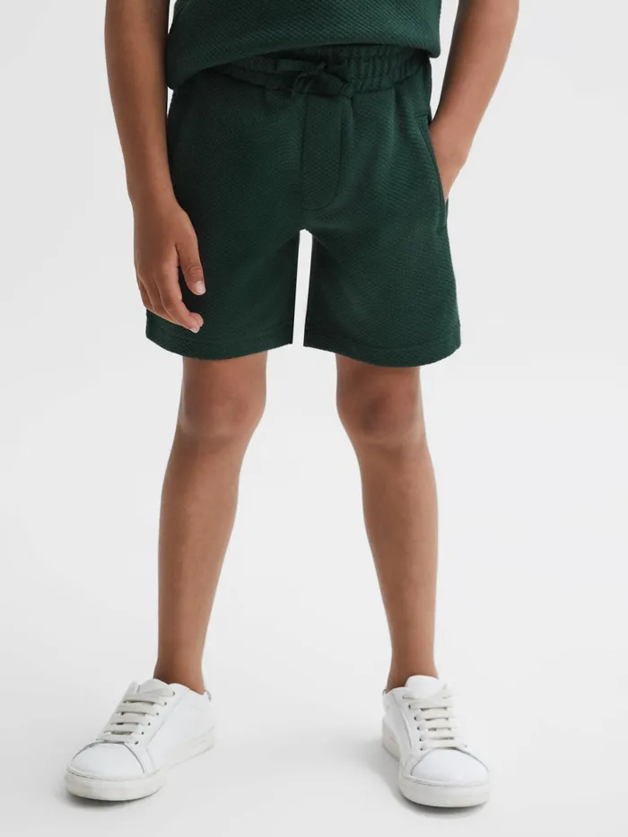 Reiss Shorts Robin Slim Fit Textured Drawstring Shorts Emerald 8211 Children