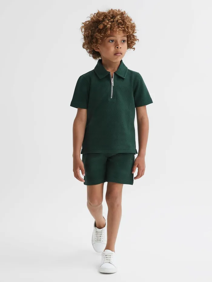 Reiss Shorts Robin Slim Fit Textured Drawstring Shorts Emerald 8211 Children